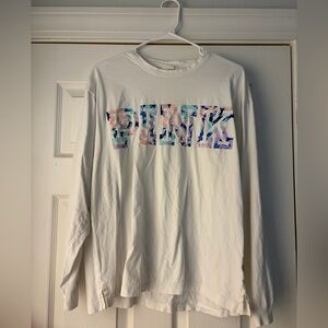 PINK Victoria's Secret White Long Sleeve Top
